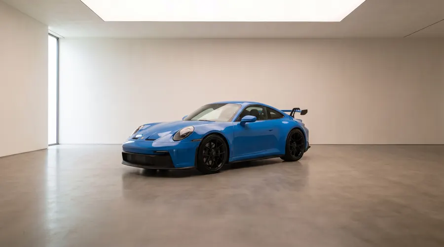 Shark Blue Porsche 911 GT3 in the Auto Delta studio