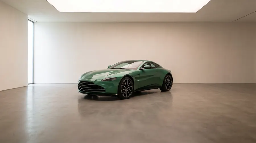 Podium Green Aston Martin Vantage in the Auto Delta studio
